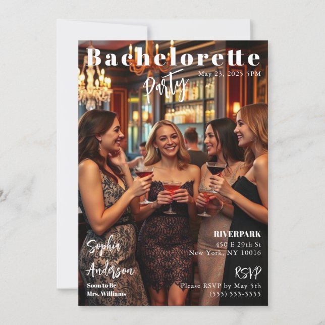 Magazine Cover Bachelorette Einladung (Vorderseite)