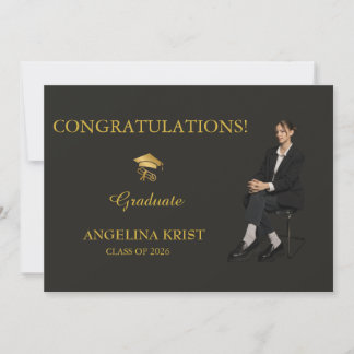 Magazine Cover Black Gold Graduation Party Invite Einladung