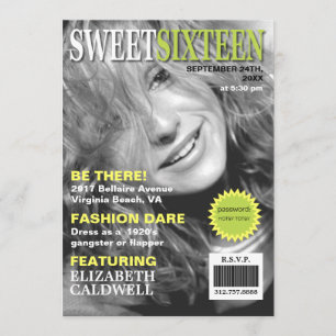 Magazine Cover Foto 16 . Geburtstag Geburtstagsemp Einladung