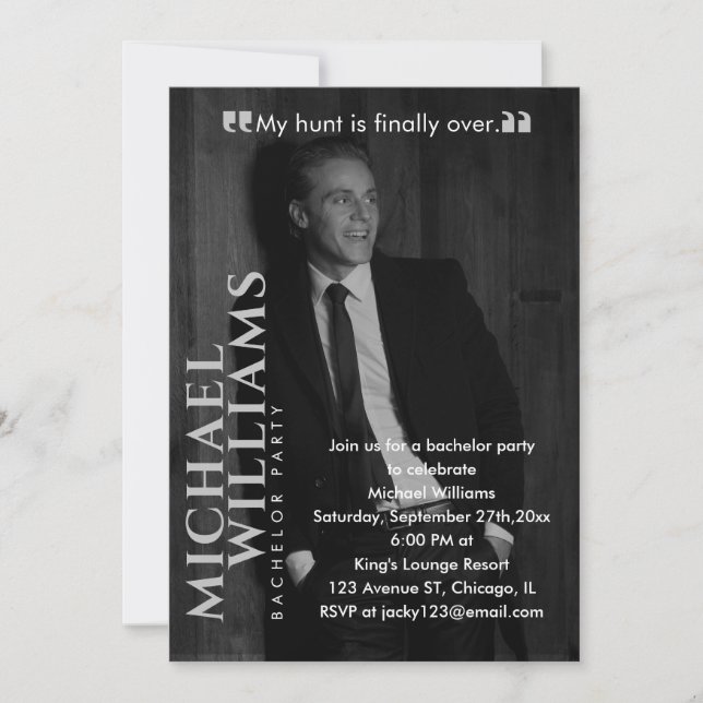 Magazine Cover Foto Minimalistisch Bachelor Party Einladung (Vorderseite)