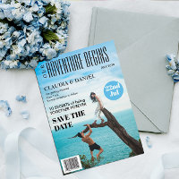 Magazine Cover Foto Wedding Save the Date Card