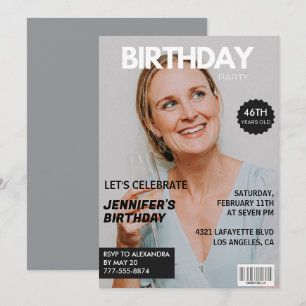 Magazine Cover Stilvoll für ihr Foto 46. Geburtsta Einladung