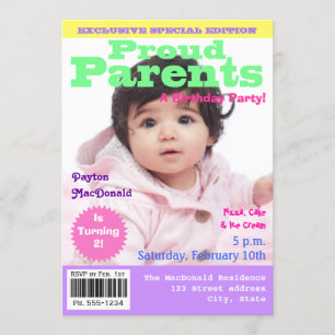 Magazine Cover Style 2. Geburtstags-Party Einladun Einladung