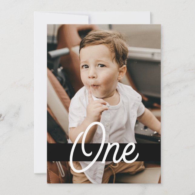 Magazine Cover Style Black Foto Junge 1. Geburtsta Einladung (Vorderseite)