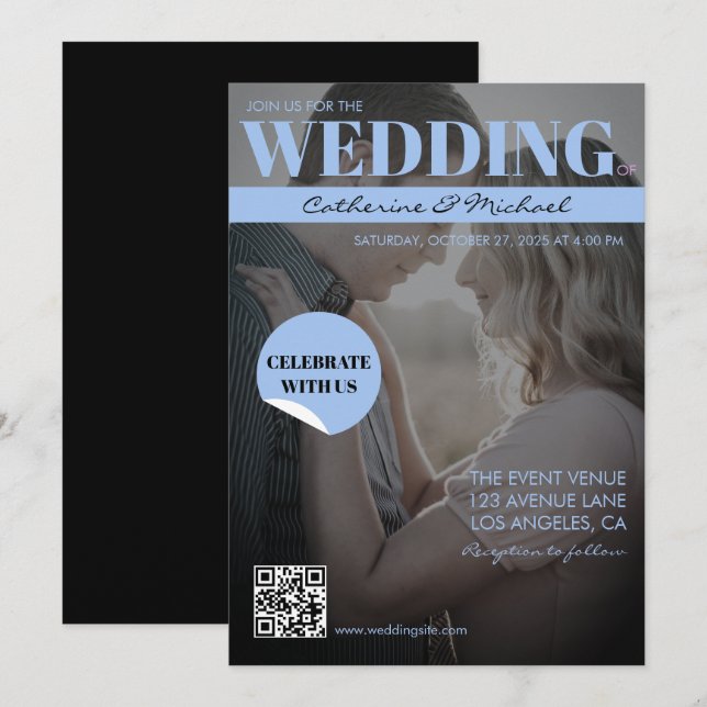 Magazine Cover Trendy Dark Foto Einladung (Vorne/Hinten)