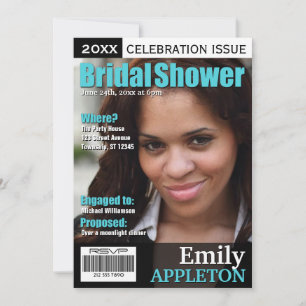 Magazine Cover Turquoise Bridal Dusche Einladungen