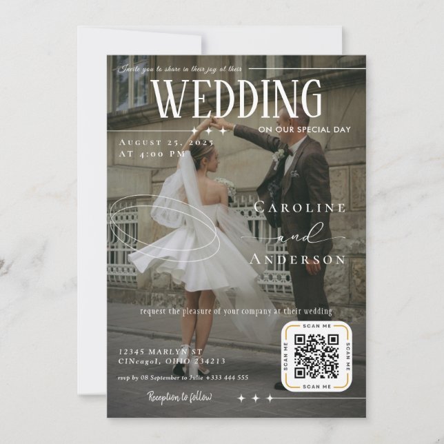 Magazine Cover Wedding Invitation Einladung (Vorderseite)