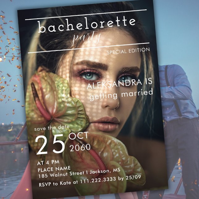 Magazine Editorial Newspaper Foto Bachelorette Einladung (Von Creator hochgeladen)