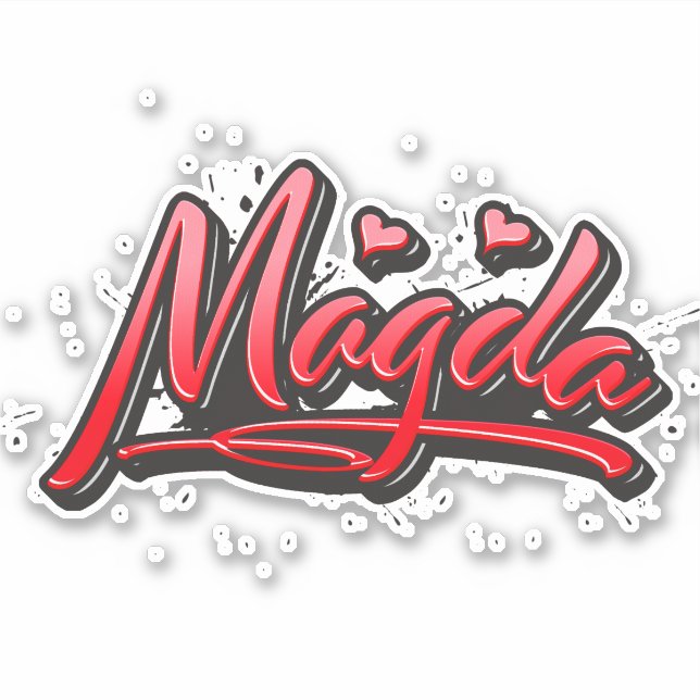Magda red Heart Graffiti Aufkleber Sticker (Vorderseite)