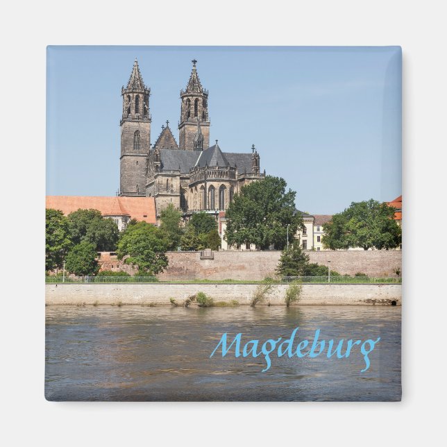 Magdeburg Elbe view Foto Magnet (Vorne)