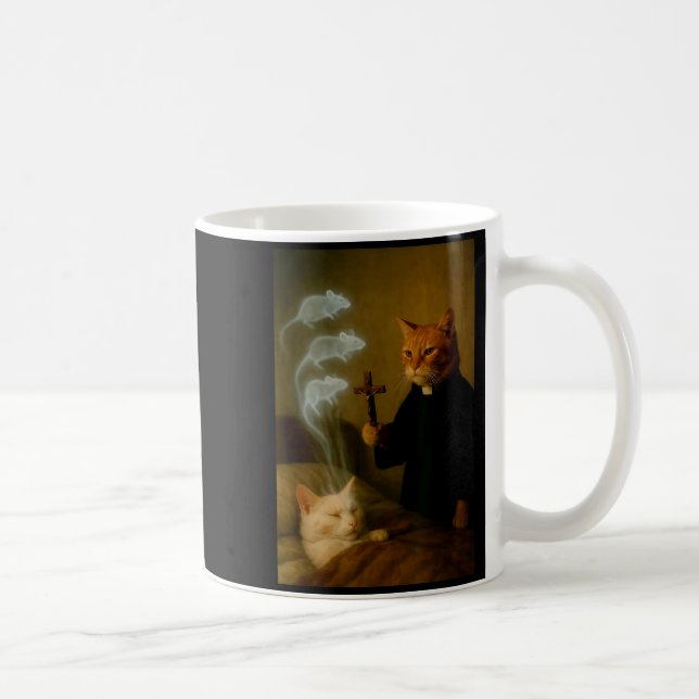 Mage Cat Meme Cat Exorcism Mouse Funny Fantasy Hum Kaffeetasse (Rechts)