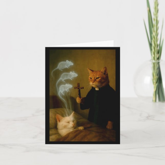 Mage Cat Meme Cat Exorcism Mouse Funny Fantasy Hum Karte (Vorderseite)