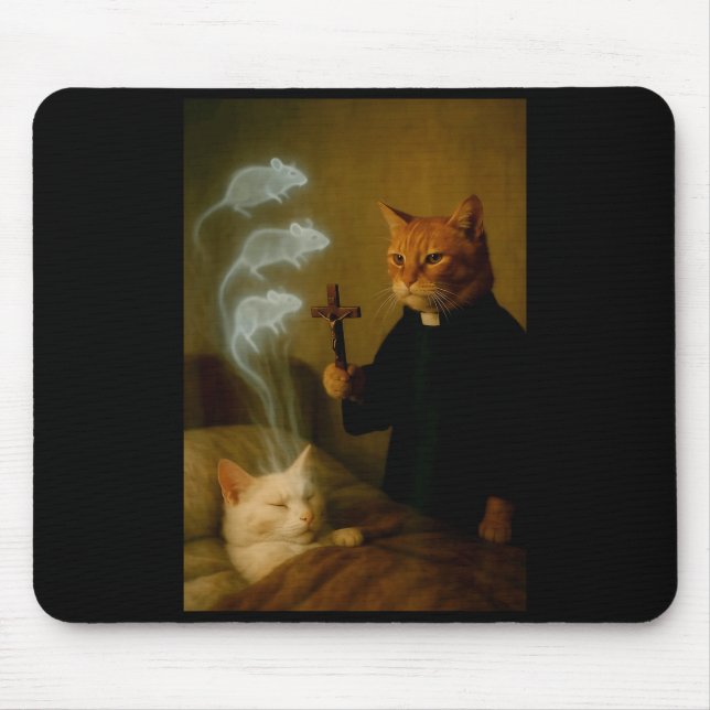 Mage Cat Meme Cat Exorcism Mouse Funny Fantasy Hum Mousepad (Vorne)