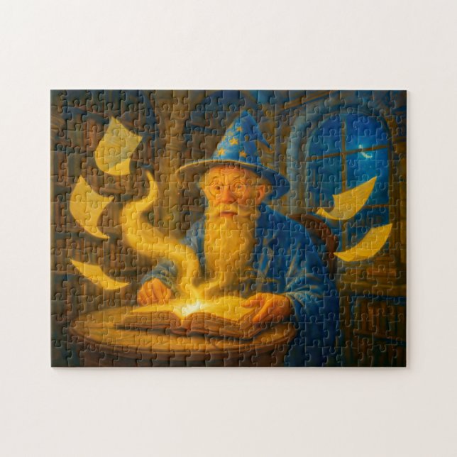 Mage reading spellbook in oil painting (Horizontal)