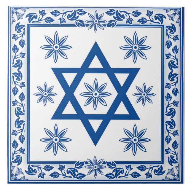 Magen David - David Star Keramik Tile - Azulejo Fliese (Vorderseite)