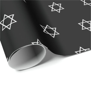 Magen David schwarz-weiß Muster Hanukkah Geschenkpapier