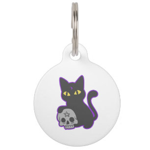 Magenkatze mit Ghotenschädel - Rückenfarbe ausw Haustiermarke