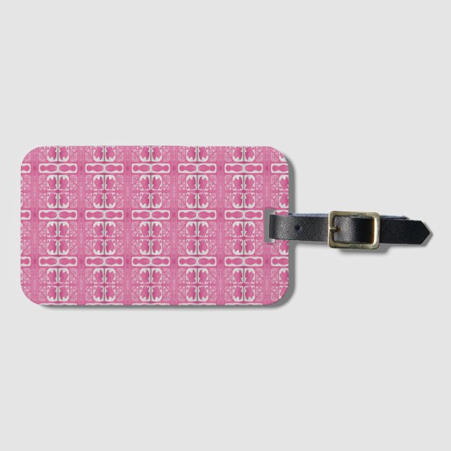 Magenta Abstract Block Print Luggage Tag Gepäckanhänger (Vorderseite (Horizontal))