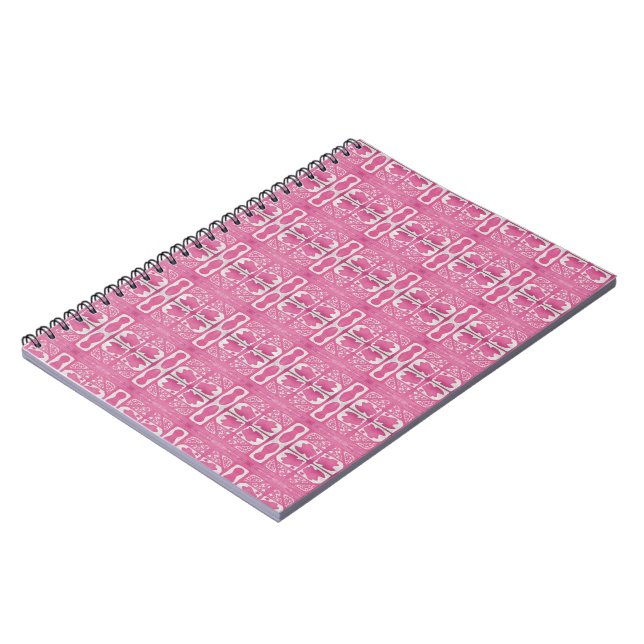Magenta Abstract Hand Carved Block Print Journal (Côté gauche)