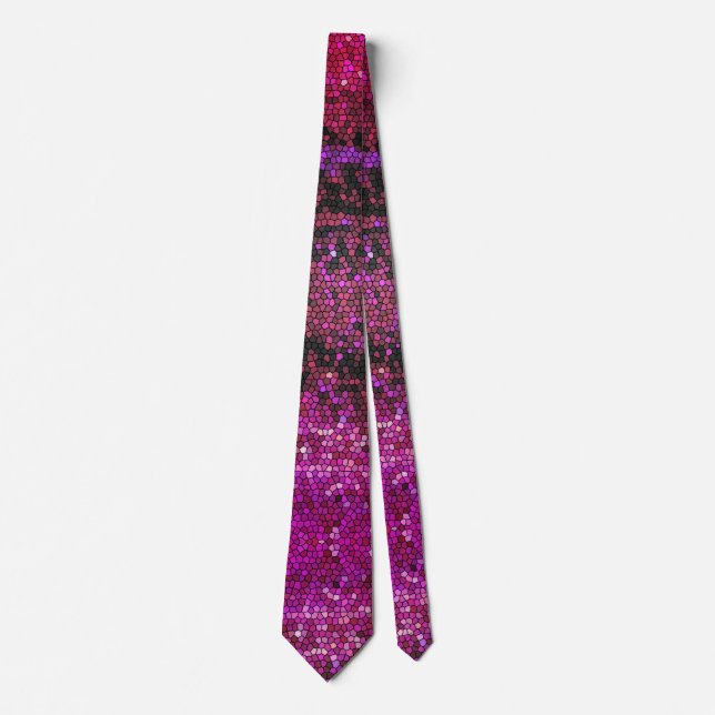 Magenta Abstrait Fuchsia Mosaic Mens Cravate (Devant)