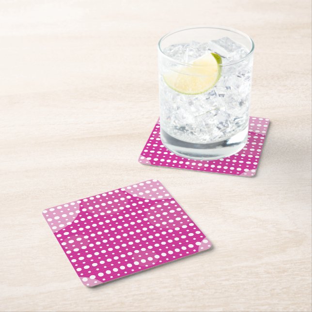 Magenta Abstrakte Polka Dots (dunkel) g9 Rechteckiger Pappuntersetzer (Vor Ort)