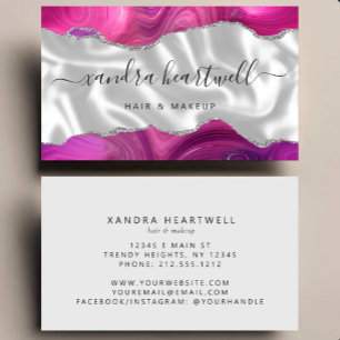 Magenta Achat Silber Glitter Luxus Stylist Visitenkarte