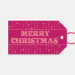 Magenta and Pink Bright Stars Merry Christmas Geschenkanhänger