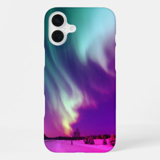Magenta Aqua Alaskan Northern Lights iPhone 16 Plus Hülle