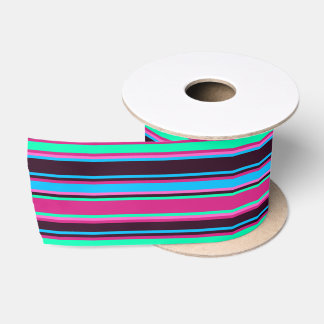 Magenta, Aqua & Blauer Streifen Satinband