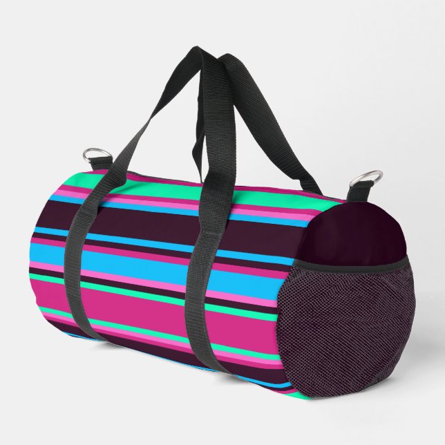 Magenta, Aqua & Blue Strick Schneide Beutel Duffle Bag (Rechte Ecke)
