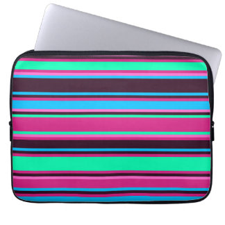 Magenta, Aqua & Blue Striped Electronics Bag Laptopschutzhülle