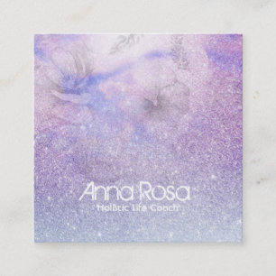 *~* Magenta Aquarellblume Glitzer Lavendel Quadratische Visitenkarte