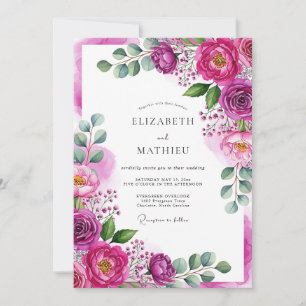 Magenta Ätherische Blütenhochzeit Einladung