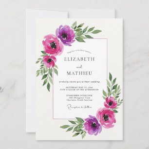 Magenta Ätherische Blütenhochzeit Einladung