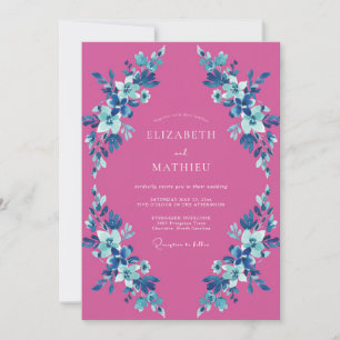 Magenta Azure Blossom Hochzeit Einladung
