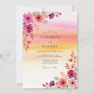 Magenta beschwingte Sommerhochzeit Einladung
