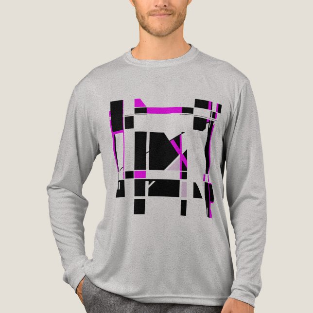 Magenta Black Gameboard Geometric MCM inspiriert Tri-Blend Shirt (Vorderseite)