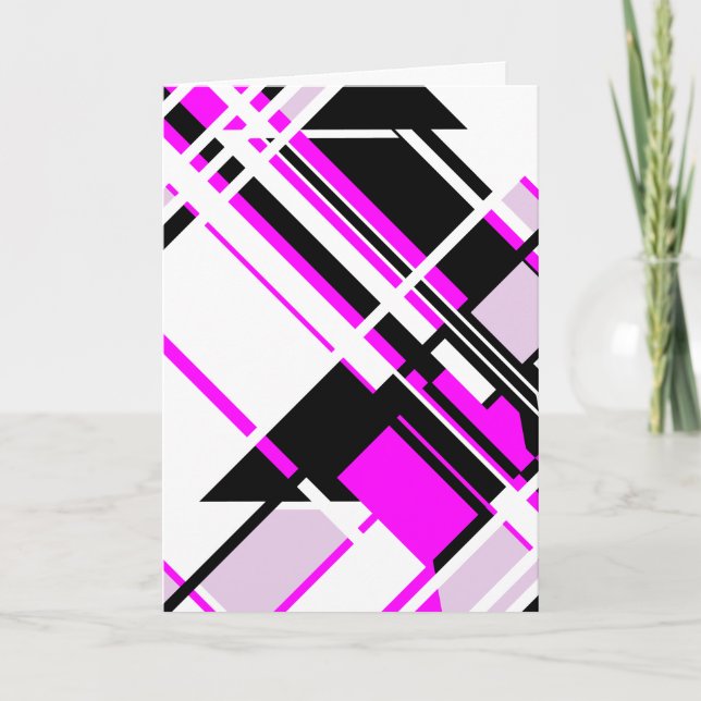 Magenta Black Lilac White Slanted Geometric Design Karte (Vorderseite)
