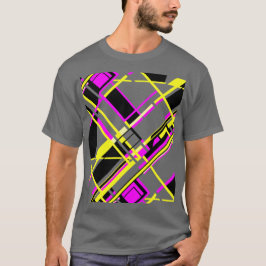 Magenta Black Yellow Diagonal Gameboard MCM Look T-Shirt