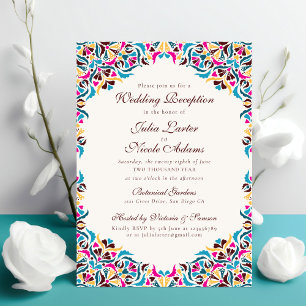 Magenta Blau Whimsical Florales Mandala-Hochzeit Einladung
