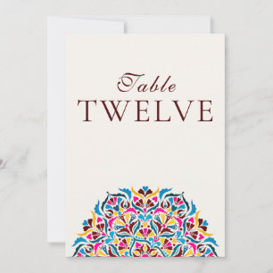 Magenta Blaue Whimsical Florale Hochzeitstisch-Num Einladung