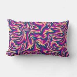 Magenta Blue Beige Abstrakte Fluid Wave Wirbel Lendenkissen