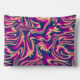 Magenta Blue Beige Abstrakte Fluid Wave Wirbel Zubehörtasche