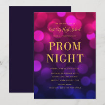 Magenta Blue Bokeh Lights Gold High School Prom
