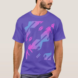 Magenta Blue Diagonal Tropical Art Design T-Shirt