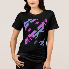 Magenta Blue Diagonal Tropical Art Design Tri-Blend Shirt