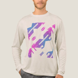 Magenta Blue Diagonal Tropical Art Design Tri-Blend Shirt
