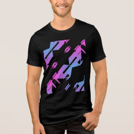 Magenta Blue Diagonal Tropical Art Design Tri-Blend Shirt