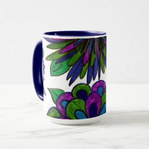 Magenta Blue Flowers Tasse