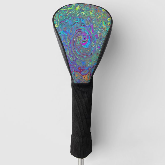 Magenta, Blue und Sea Foam Green Retro Swirl Golf Headcover (Vorderseite)